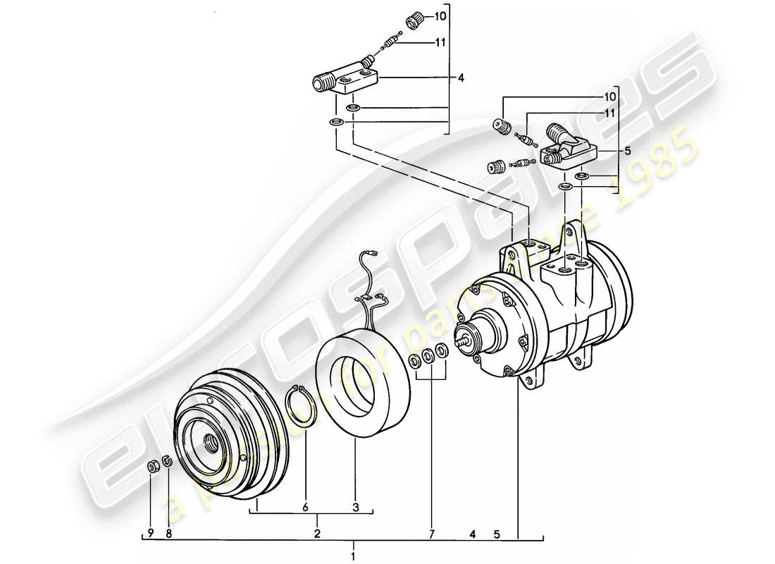 porsche 1986 (928) compressor part diagram