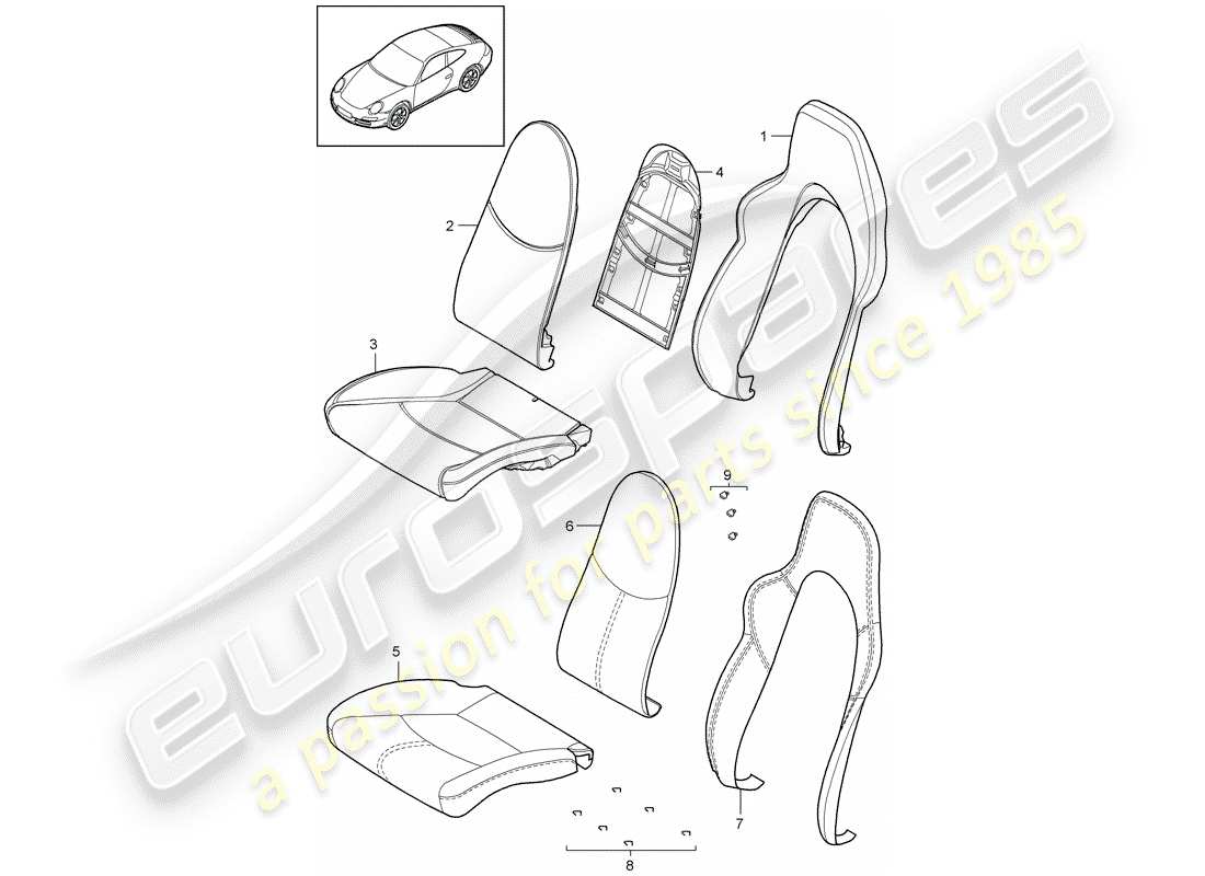 porsche 2011 (997-2) foam part part diagram