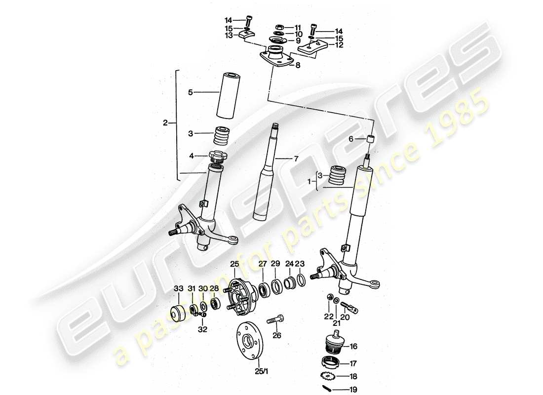 porsche 1975 (911 turbo) shock absorber strut - lubricants part diagram