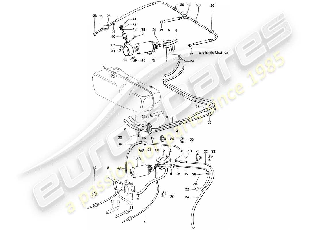 porsche 1971 (914) fuel line - d >> - mj 1974 part diagram