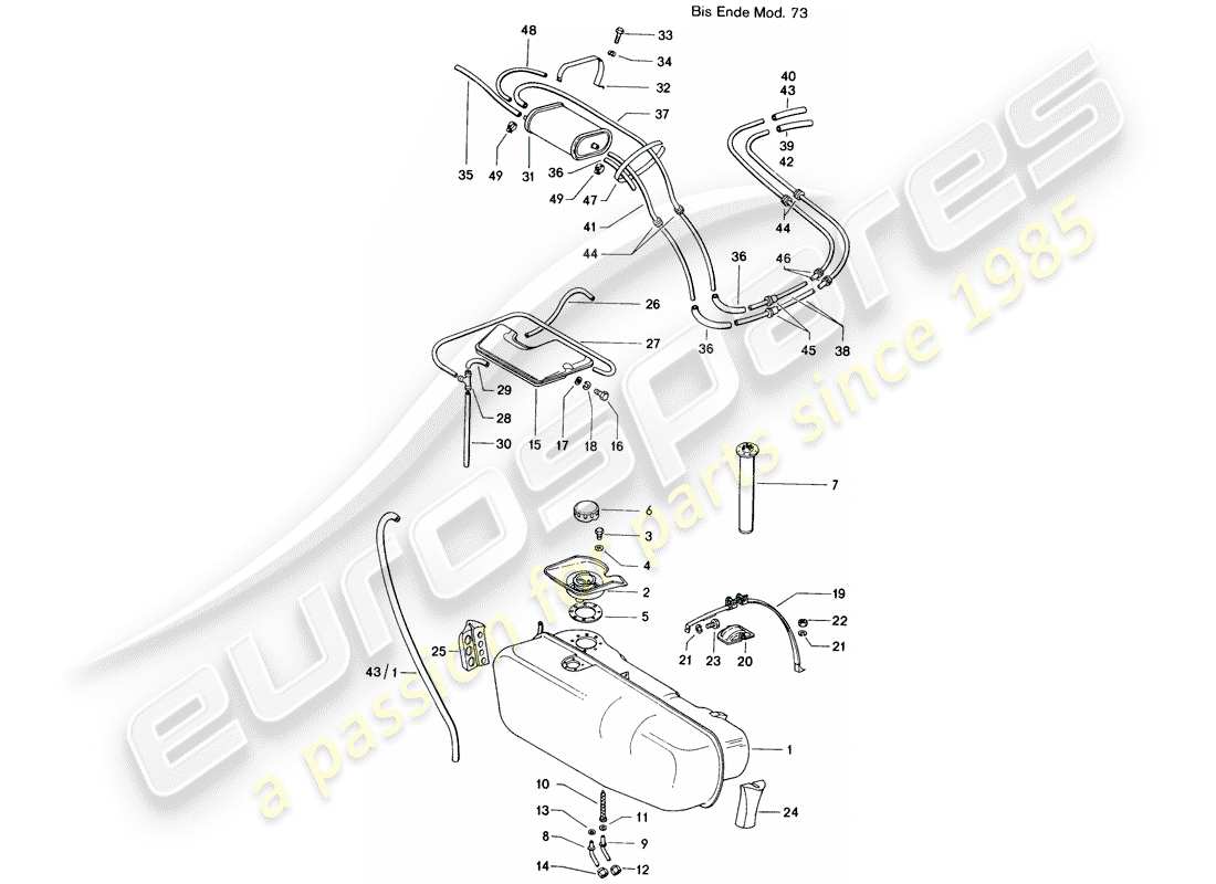 porsche 1971 (914) fuel tank - d >> - mj 1973 part diagram