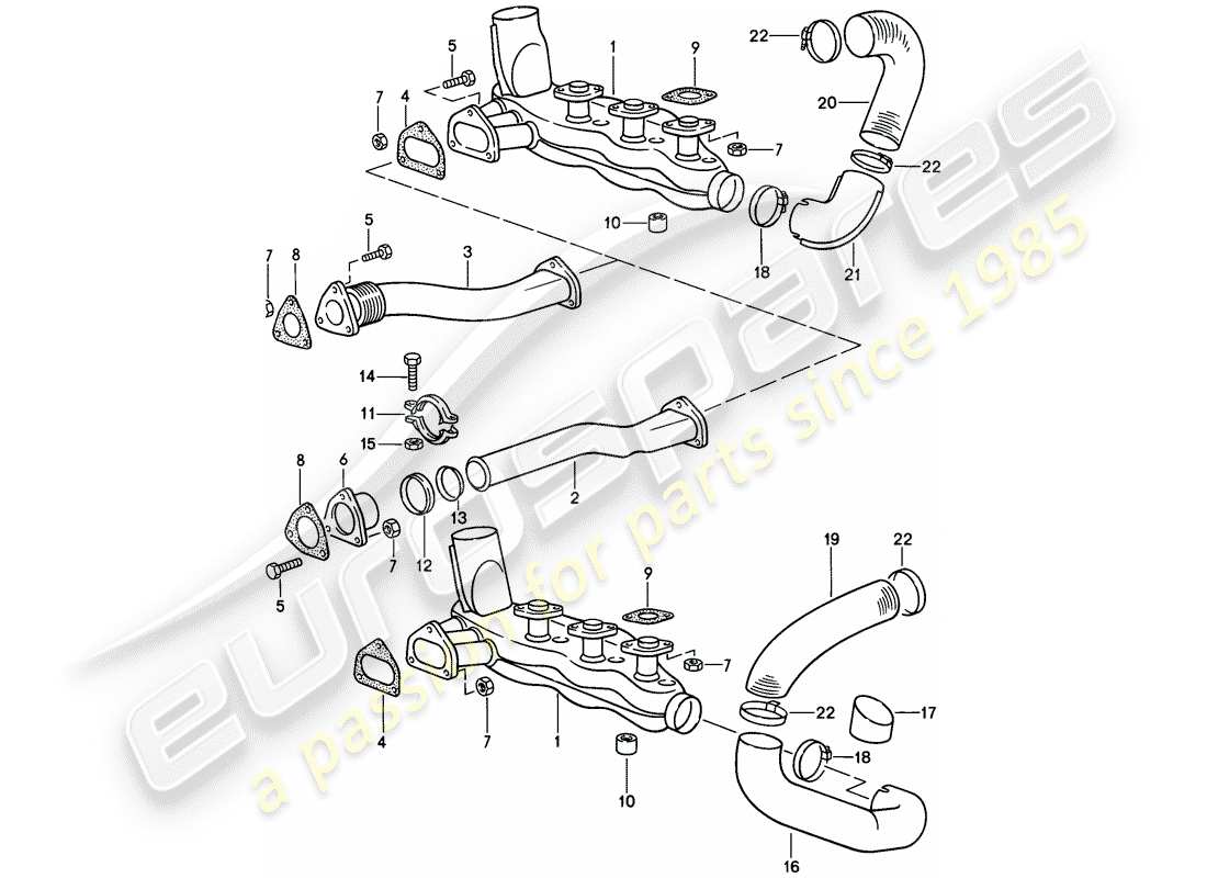 porsche 1989 (911) exhaust system part diagram