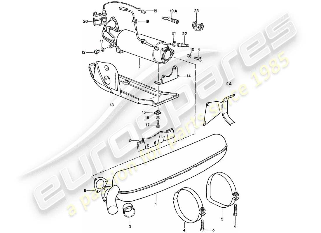 porsche 1989 (911) exhaust system part diagram