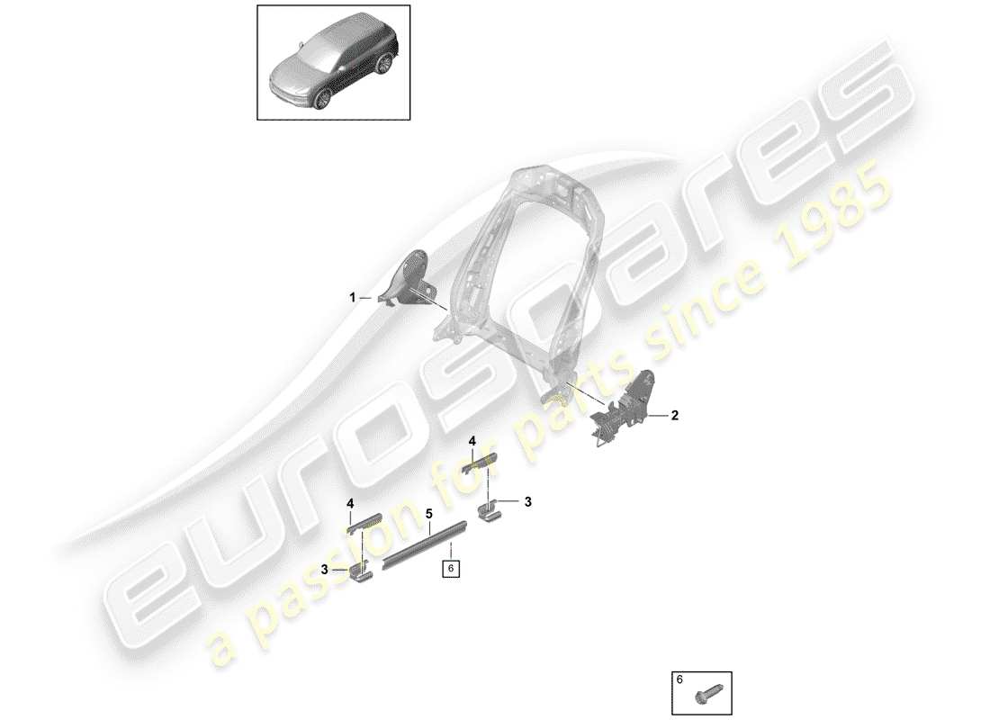 porsche 2018 (cayenne e3 9ya/9yb) seat part diagram