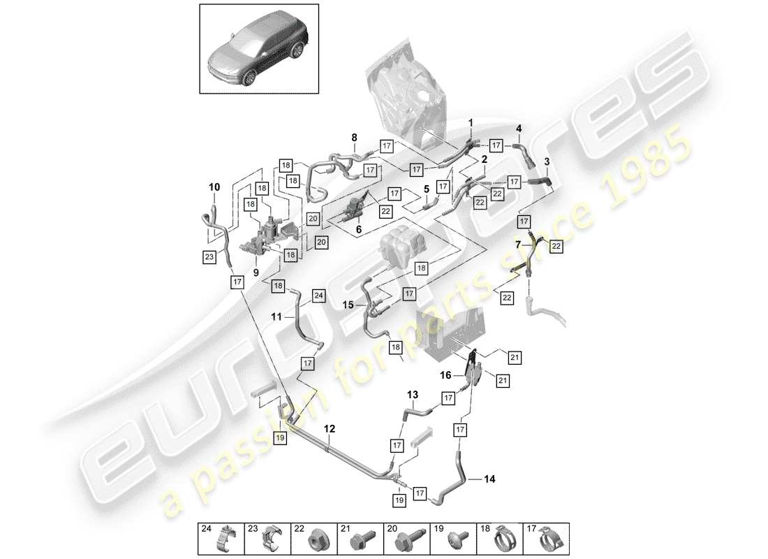porsche 2018 (cayenne e3 9ya/9yb) heater part diagram