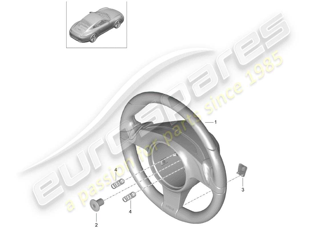 porsche 991 (2013) steering wheels parts diagram