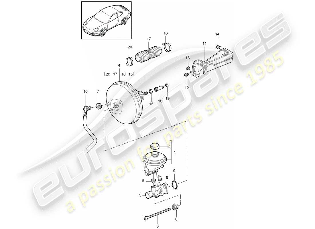 porsche 997 gen. 2 (2009) brake master cylinder part diagram
