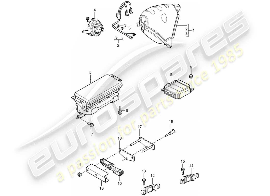 porsche 2005 (cayenne e1 9pa) airbag part diagram