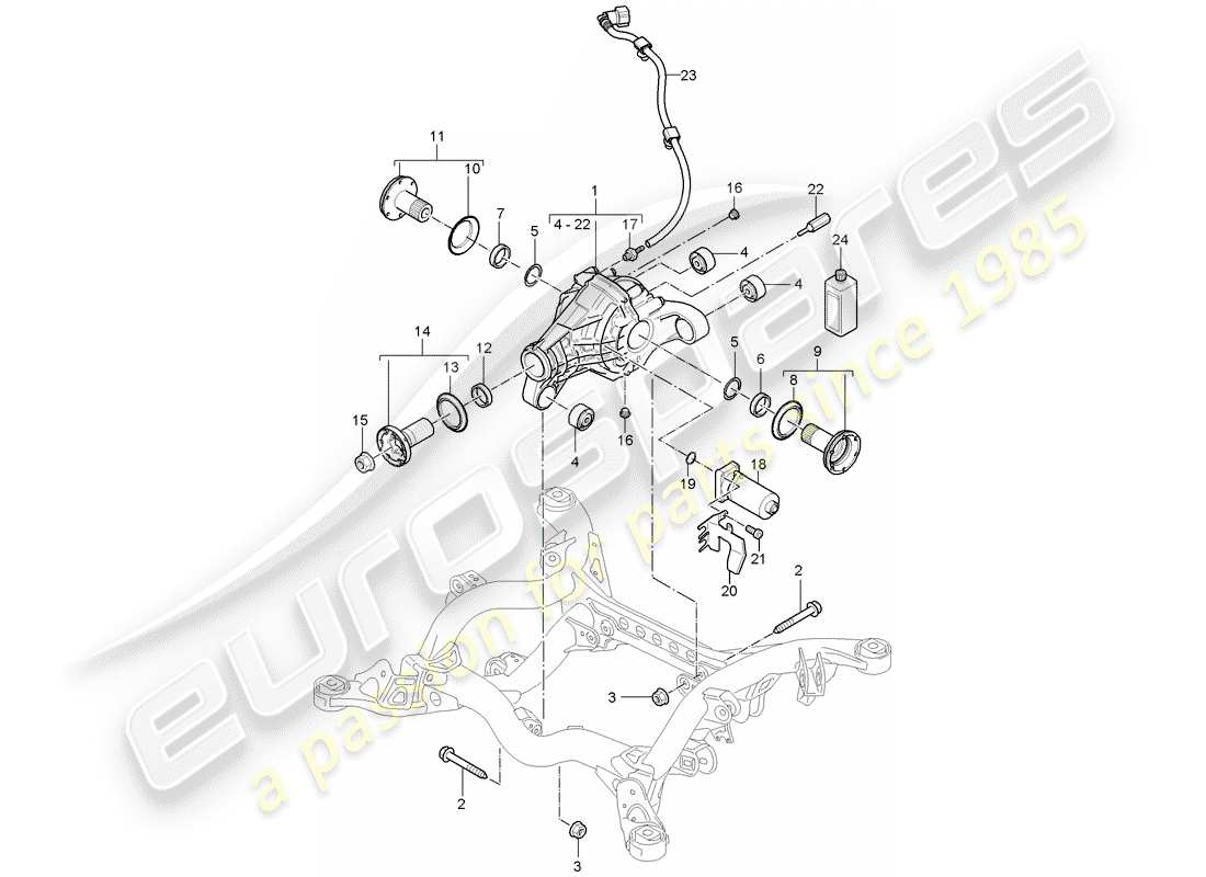 porsche 2007 (cayenne e1 9pa) rear axle differential part diagram