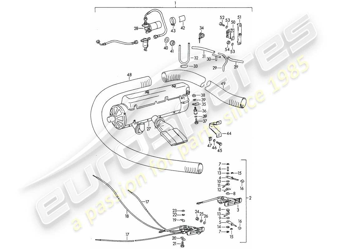 porsche 1961 (356b/356c) heater - - eberspaecher - - bn 4 part diagram