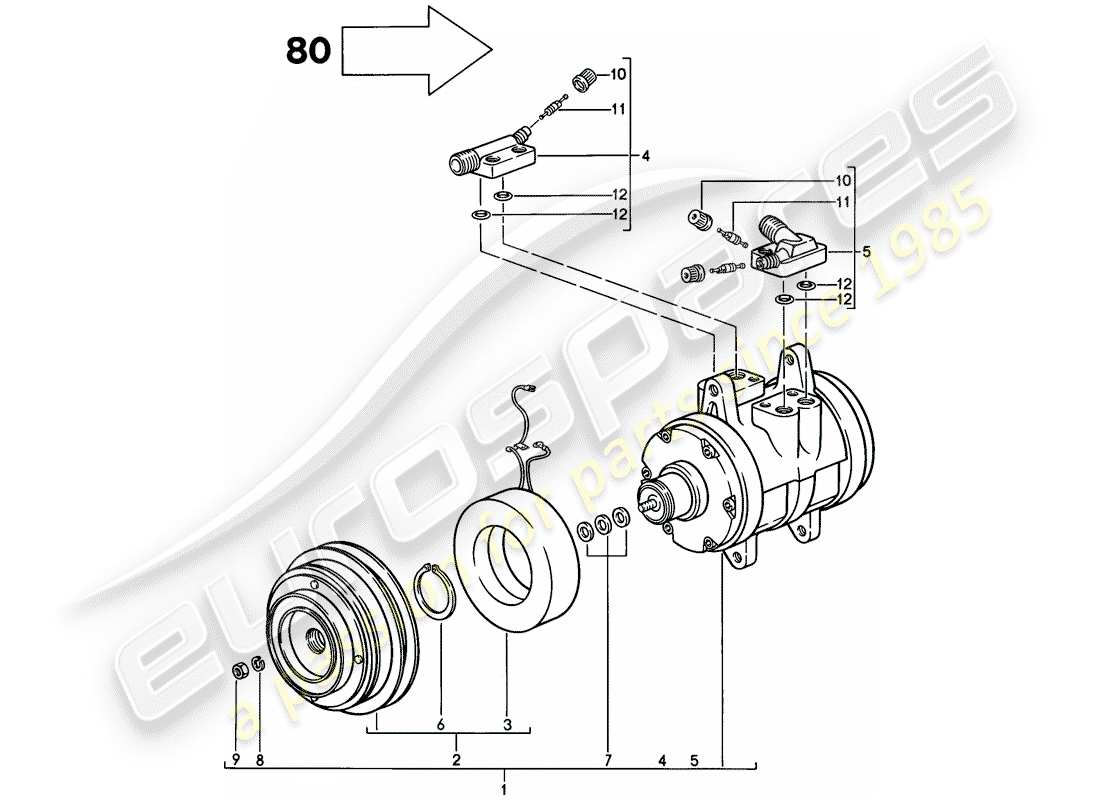 porsche 1981 (928) compressor - d - mj 1980>> part diagram