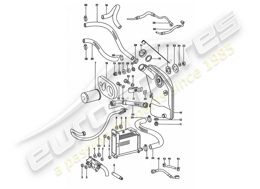 porsche 1976 (911 turbo) engine lubrication part diagram