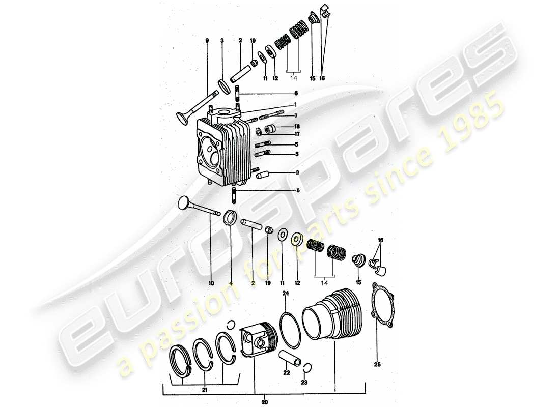 porsche 1977 (911 turbo) cylinder head part diagram