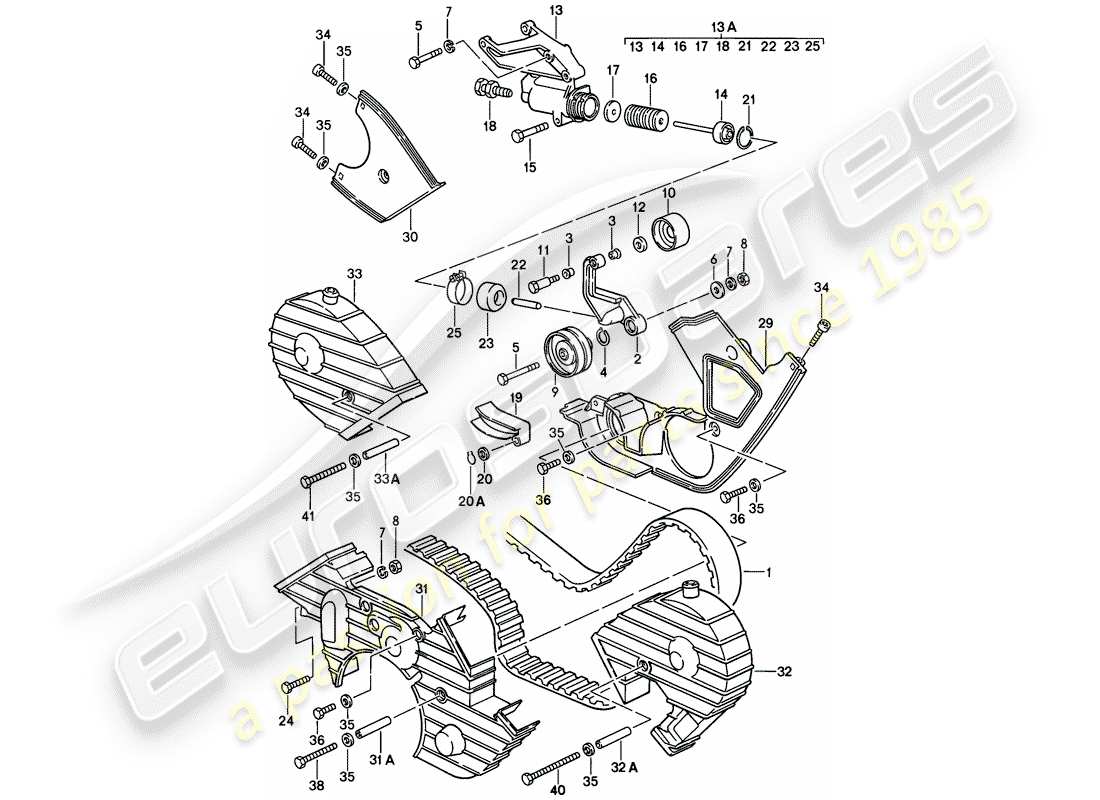 porsche 1979 (928) camshaft - driving mechanism parts diagram