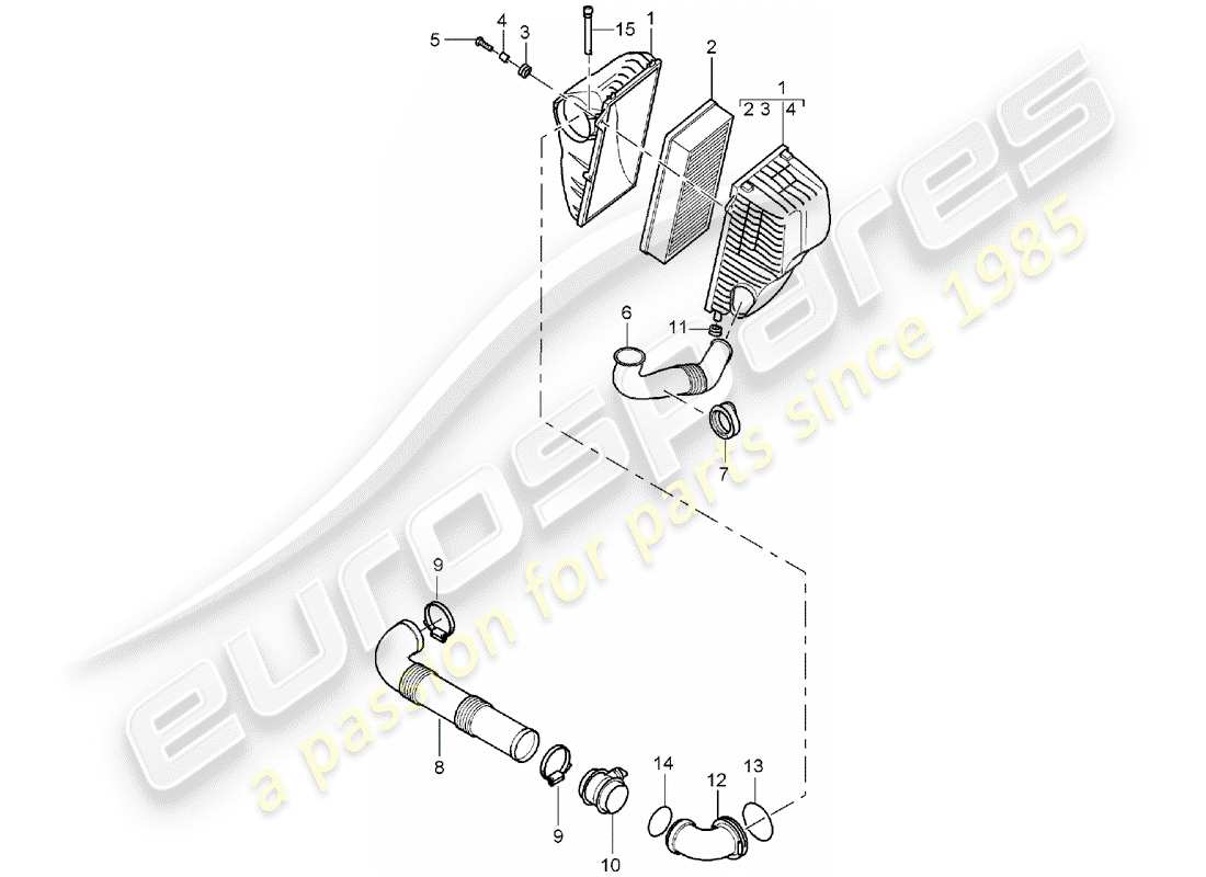 porsche 2004 (cayenne e1 9pa) air filter part diagram