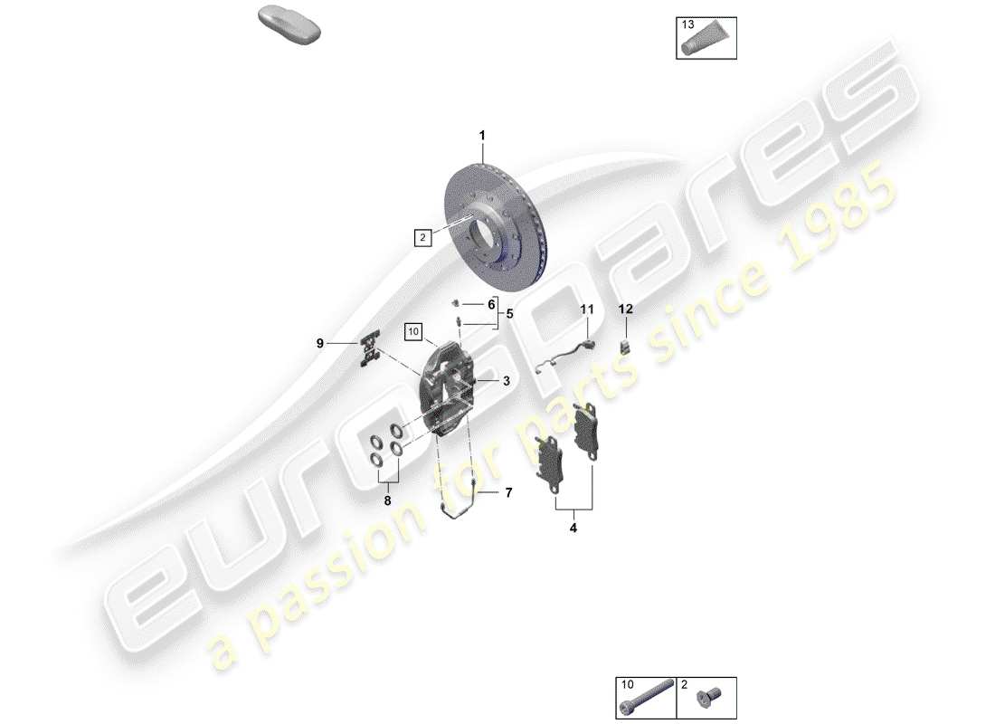 porsche 2020 (718 boxster spyder) disc brakes parts diagram