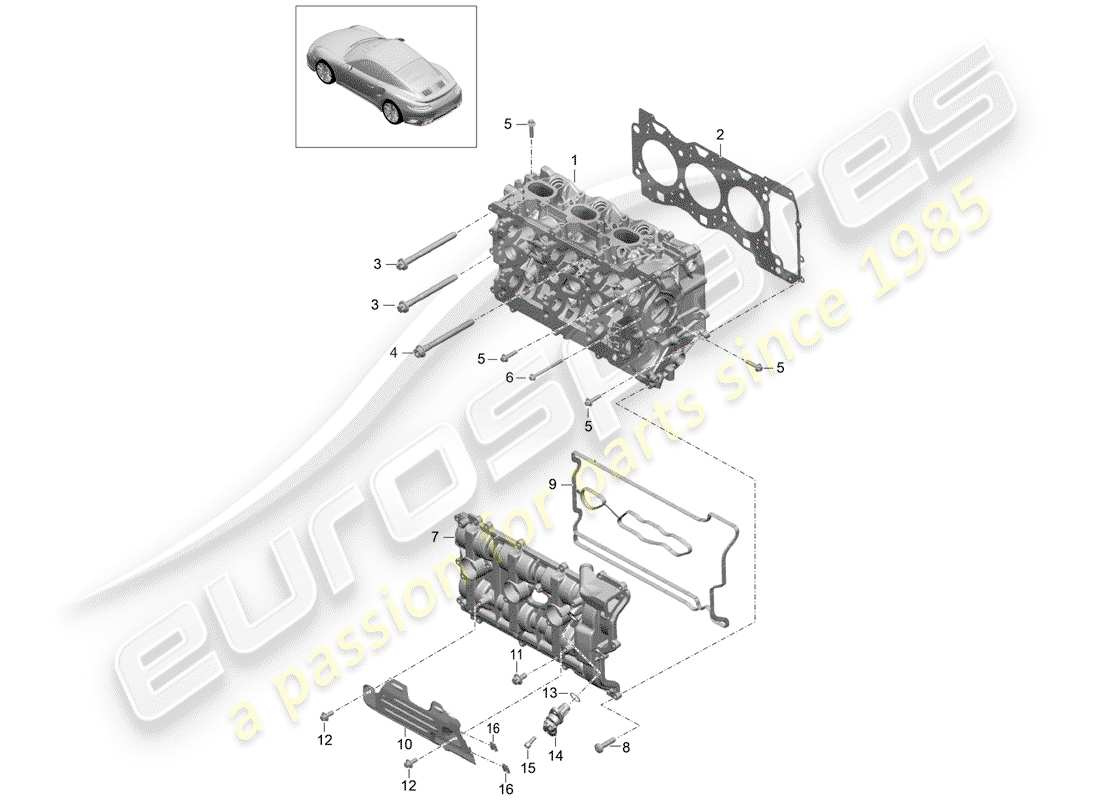 porsche 2016 (991-1 turbo) cylinder head part diagram