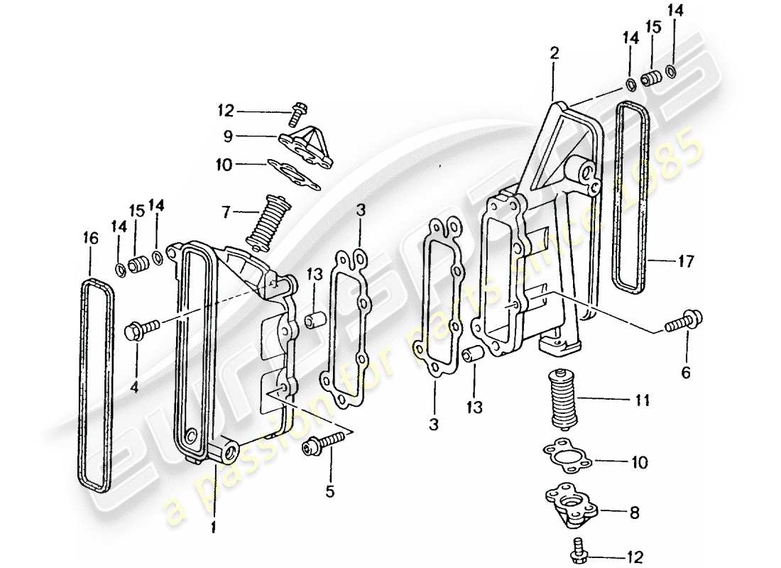 porsche 2002 (996 turbo / gt2) chain case - tensioner - chain part diagram