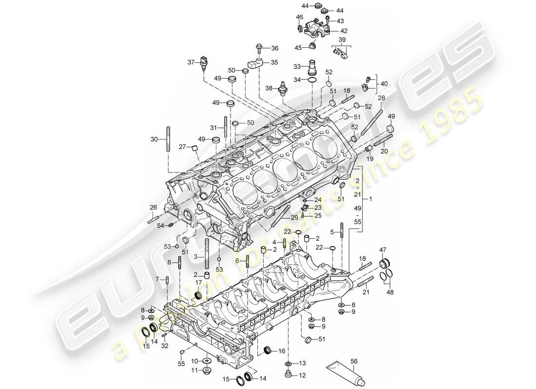 porsche carrera gt (2004) crankcase - single parts part diagram