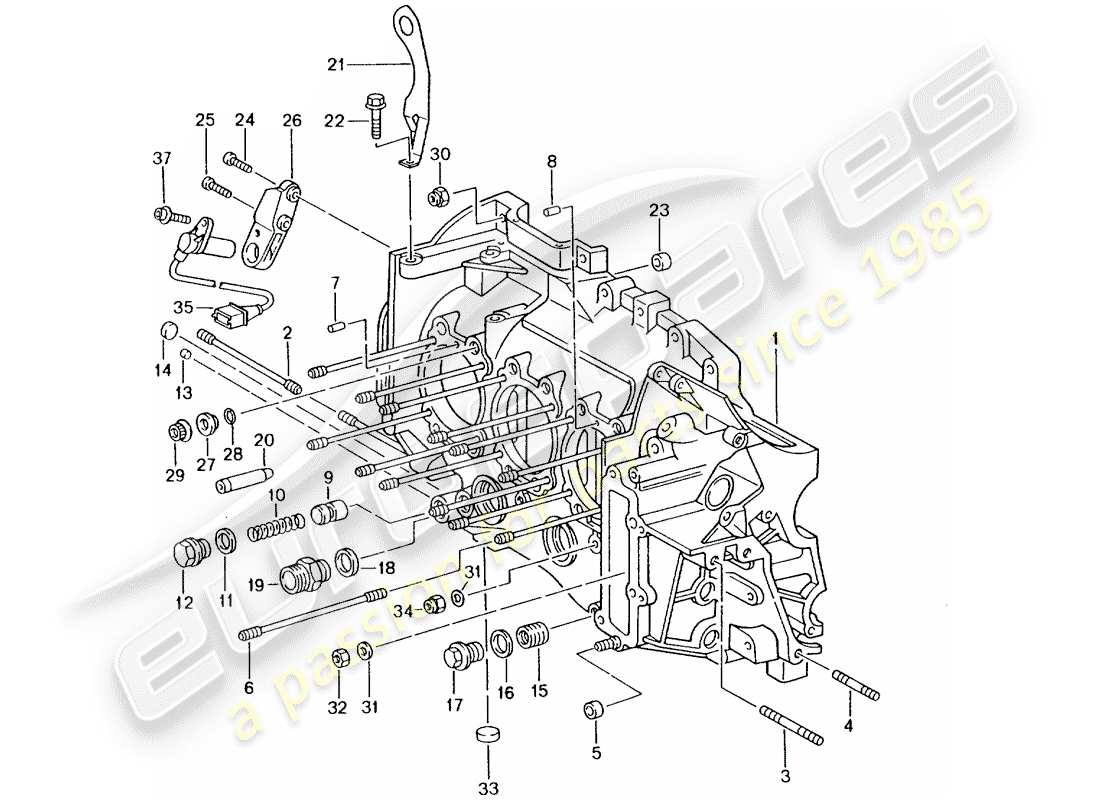 porsche 996 t/gt2 (2004) crankcase parts diagram