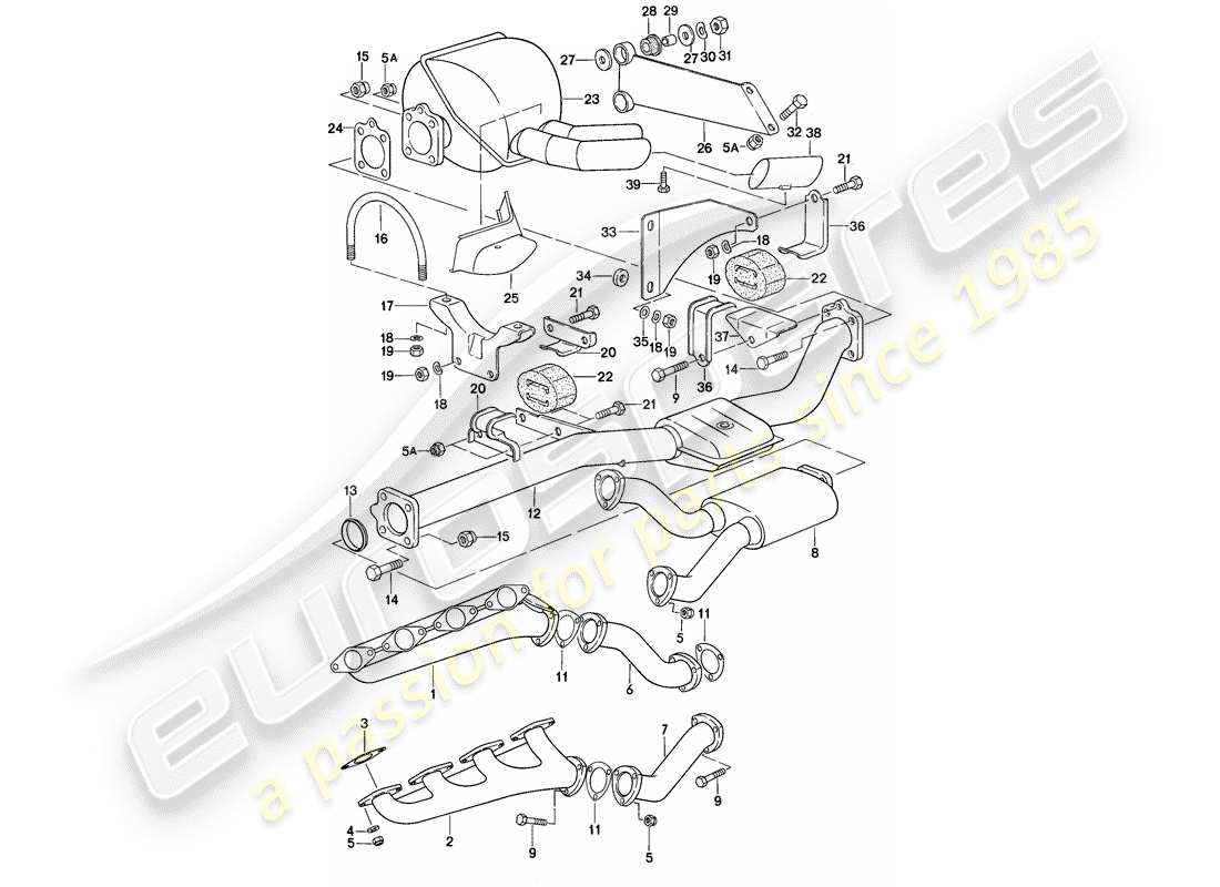 porsche 1981 (928) exhaust system - d - mj 1978>> - mj 1978 part diagram