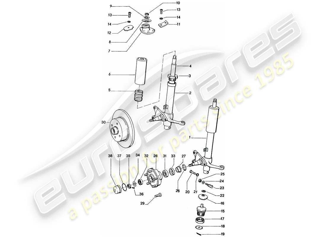 porsche 1973 (914) shock absorber strut - lubricants part diagram