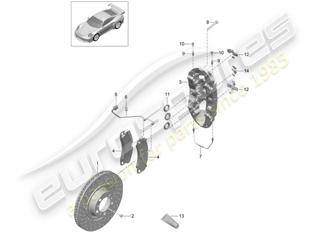porsche 2020 (991-2 turbo) disc brakes part diagram