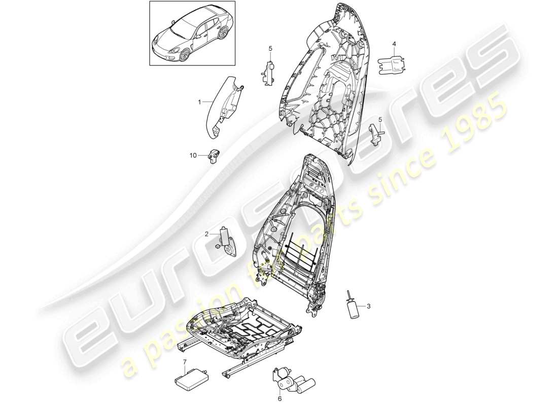 porsche 2010 (cayenne e1 9pa) electrical parts front seats parts diagram