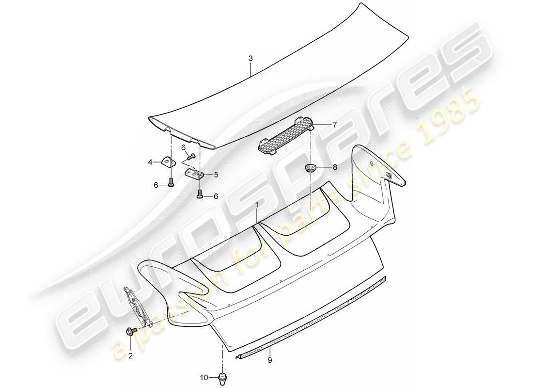 porsche 2008 (997-1) cover part diagram