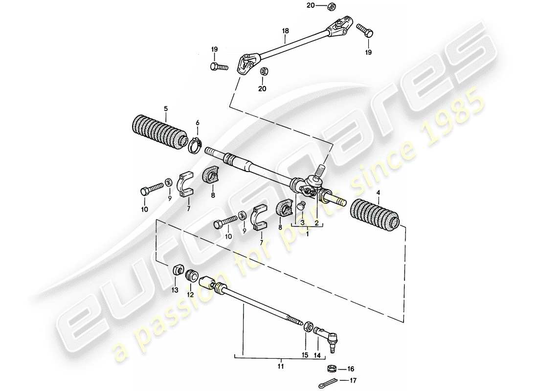 porsche 1986 (924s) steering gear - steering track rod part diagram