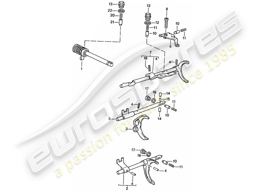 porsche 1986 (924s) transmission control - manual gearbox part diagram