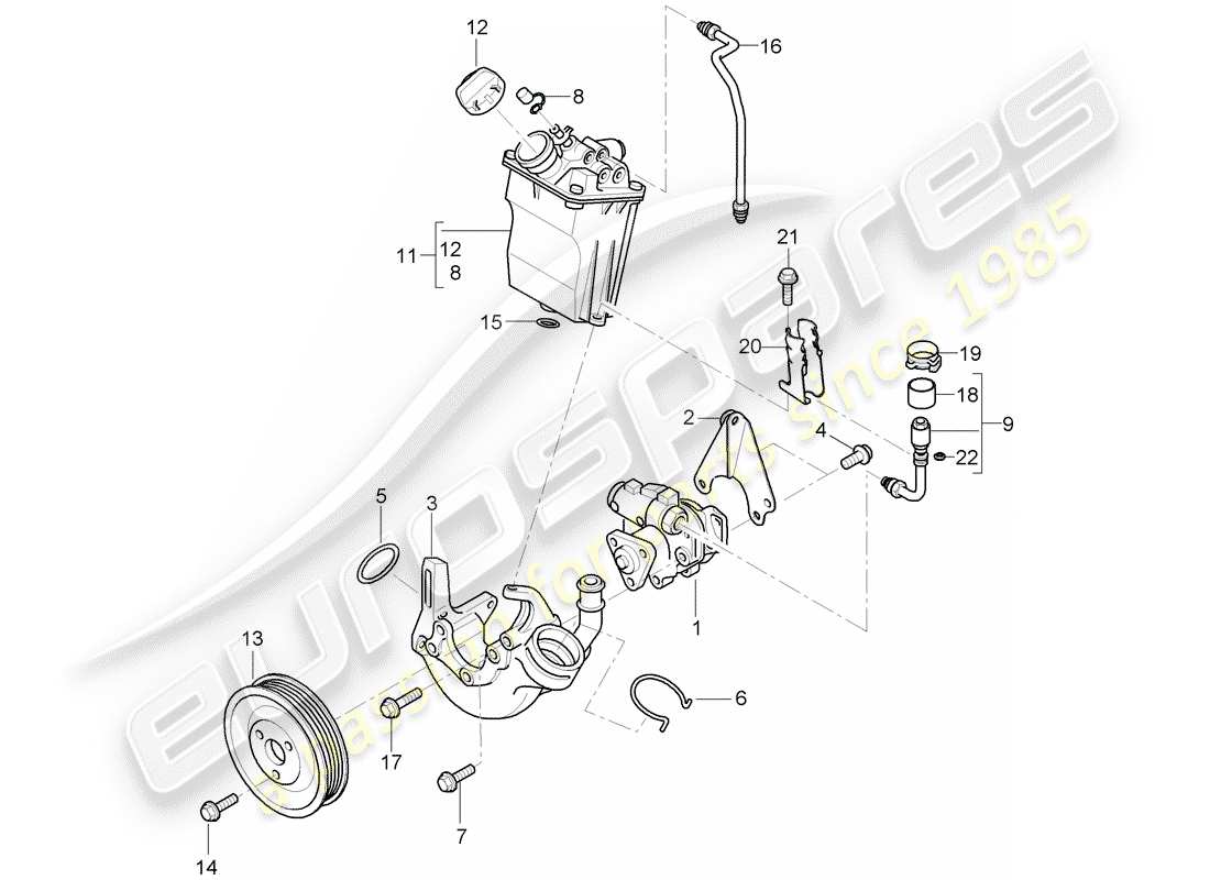 porsche 2008 (997-1 turbo / gt2) power steering part diagram