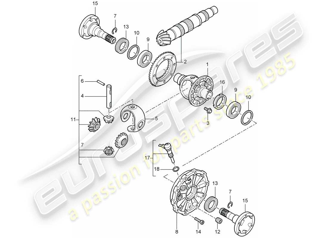 porsche 2007 (987 boxster) differential part diagram