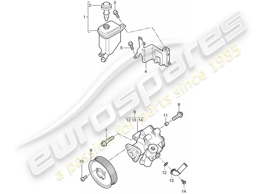 porsche 2004 (cayenne e1 9pa) power steering part diagram