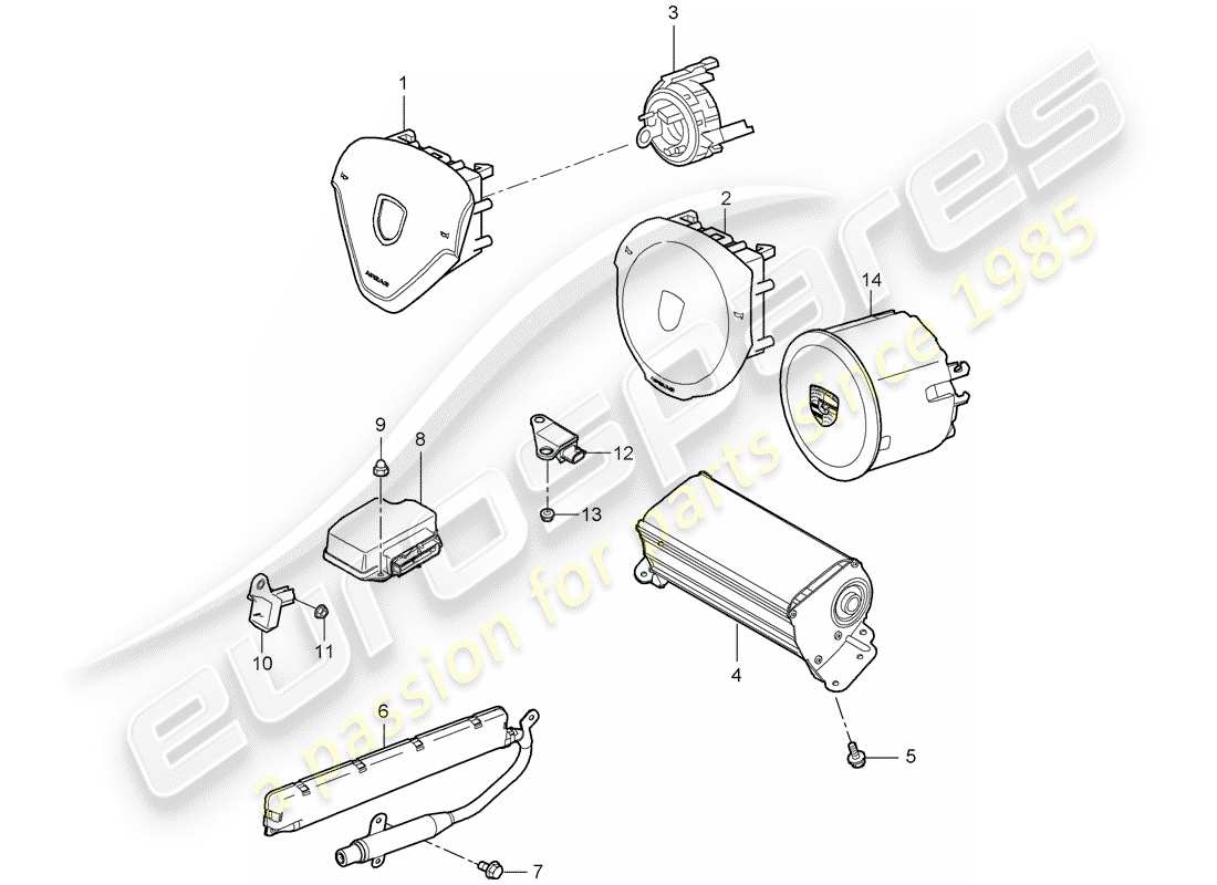 porsche 2011 (997-2) airbag part diagram