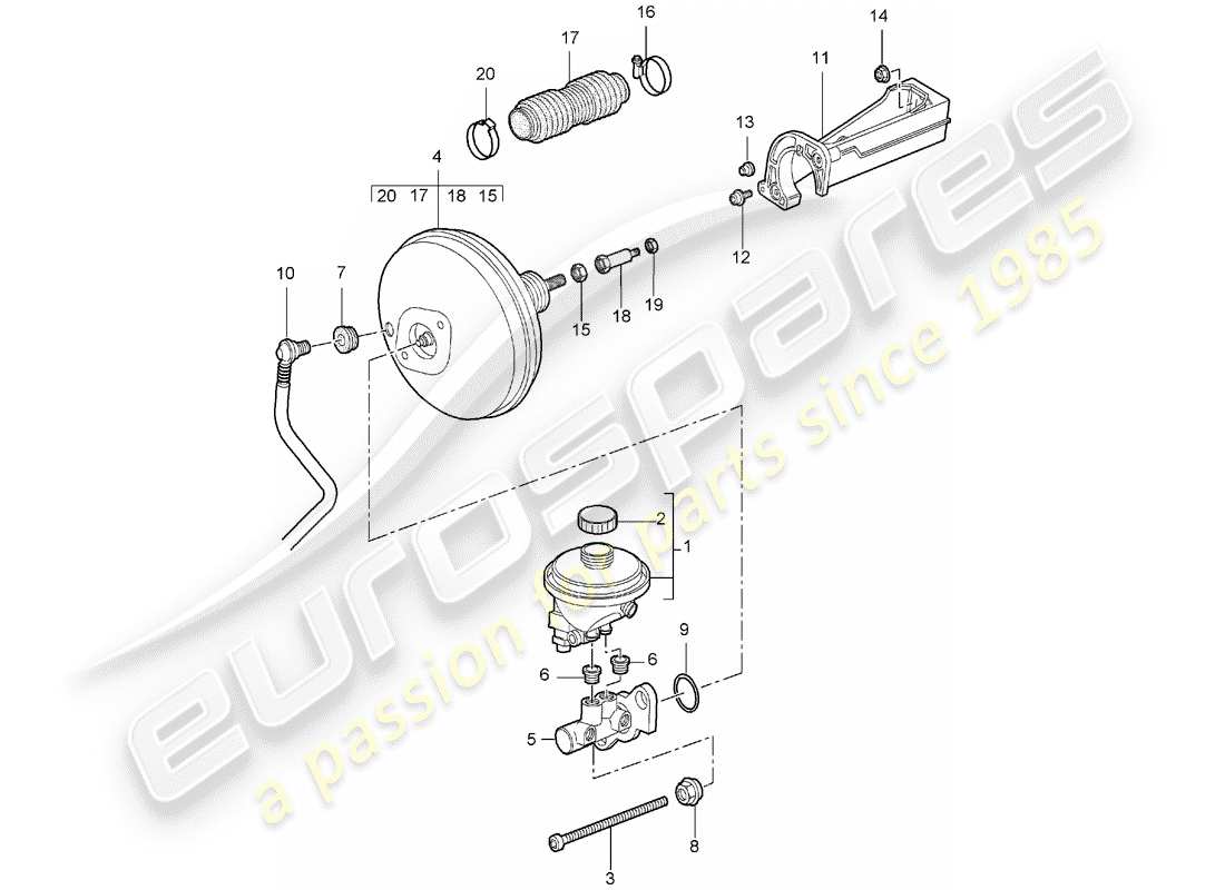 porsche 2008 (997-1) brake master cylinder parts diagram