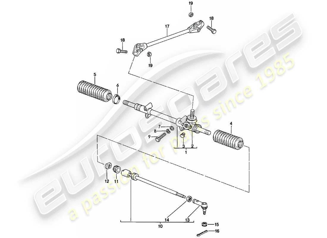 porsche 1984 (924) steering gear - steering track rod part diagram