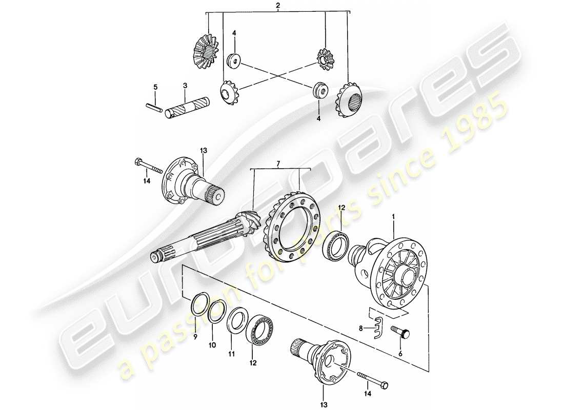 porsche 1979 (924) differential - 5-speed part diagram