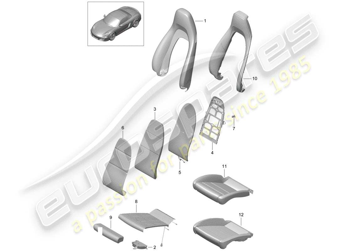 porsche 2012 (981 boxster) foam part parts diagram