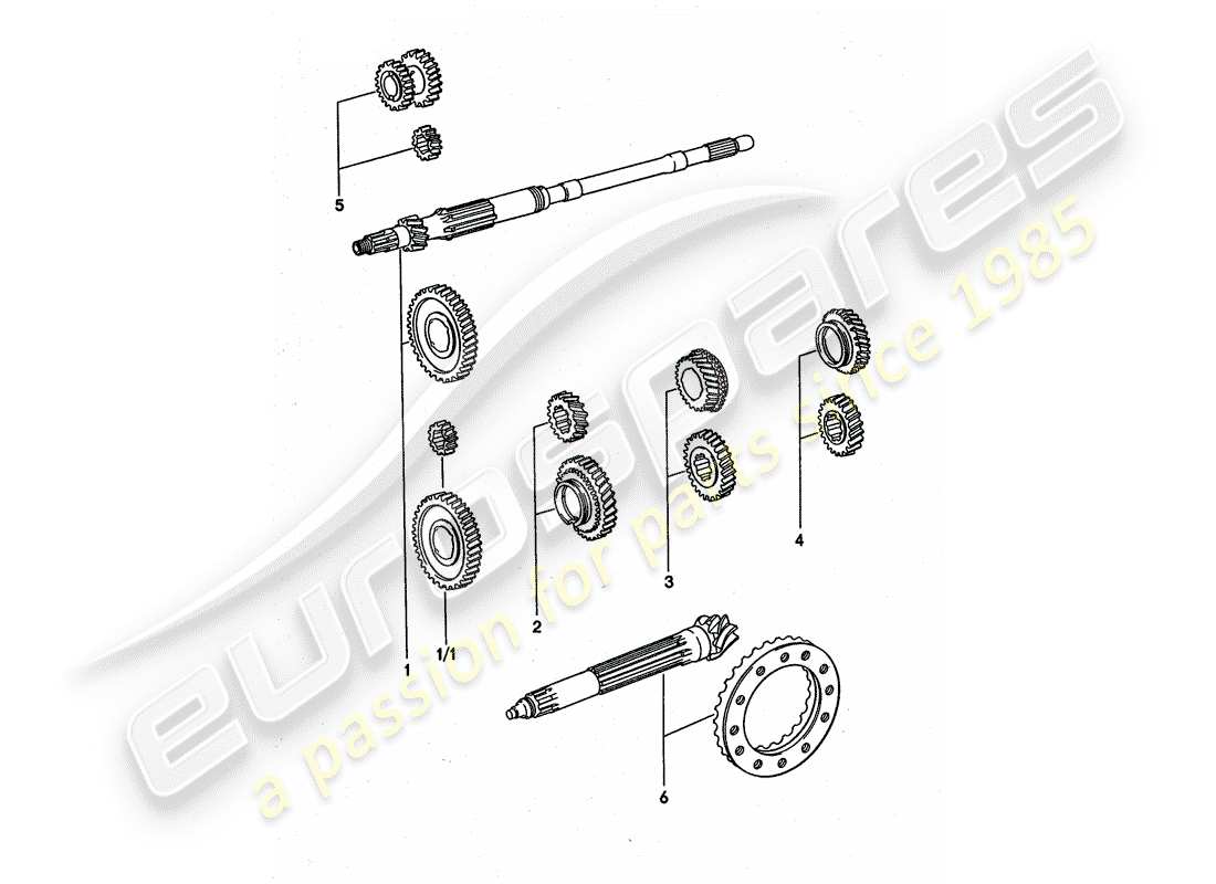 porsche 1977 (911 turbo) gear wheel sets - 4-speed part diagram