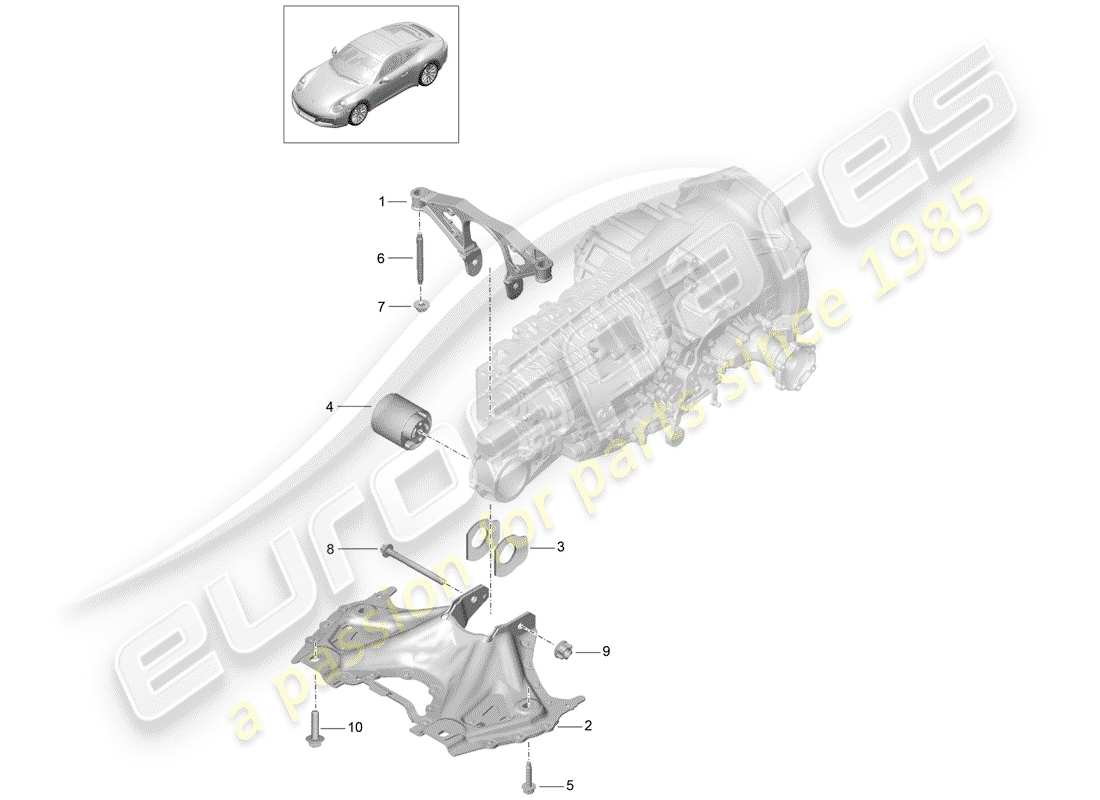 porsche 2020 (991-2) sub frame part diagram