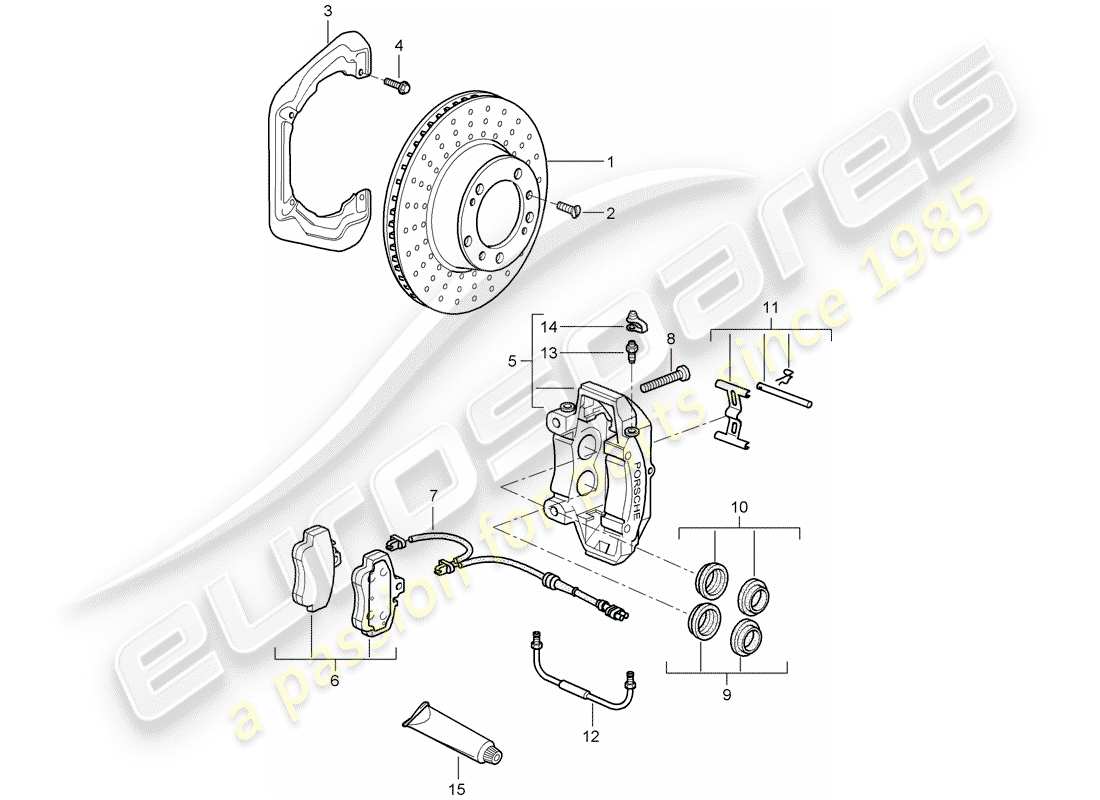 porsche 2005 (997-1) disc brakes part diagram
