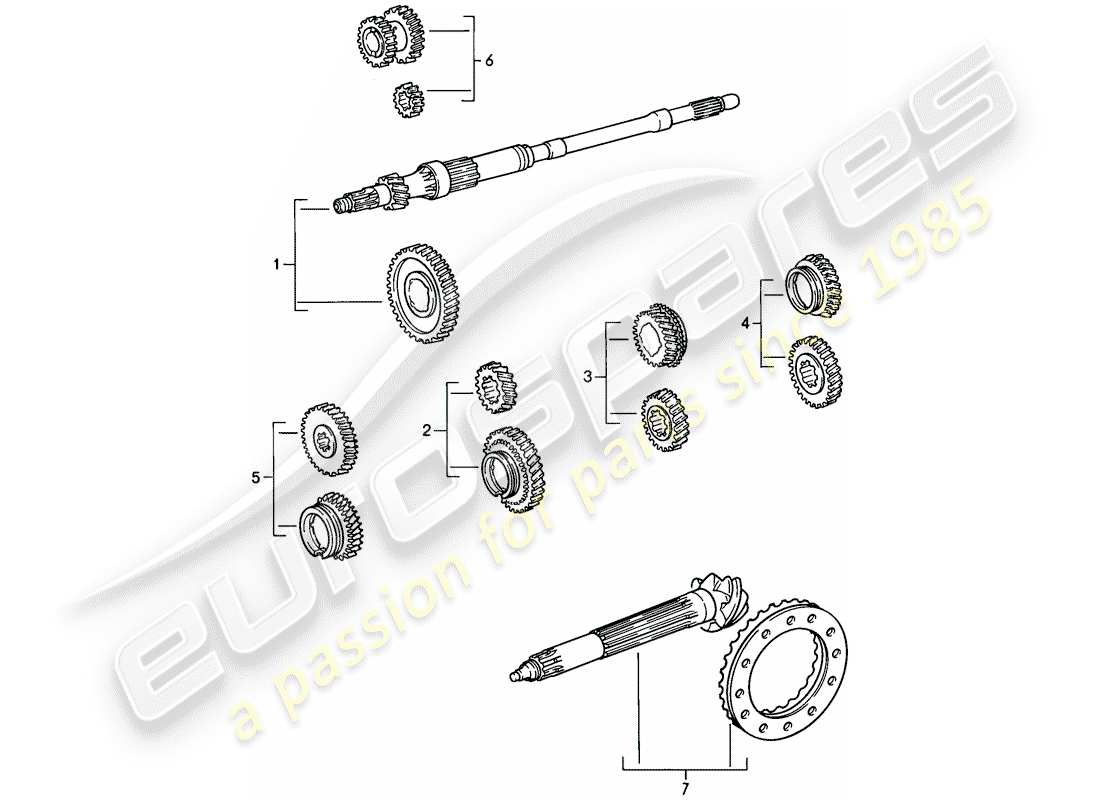 porsche 1989 (911) gear wheel sets - 5-speed part diagram