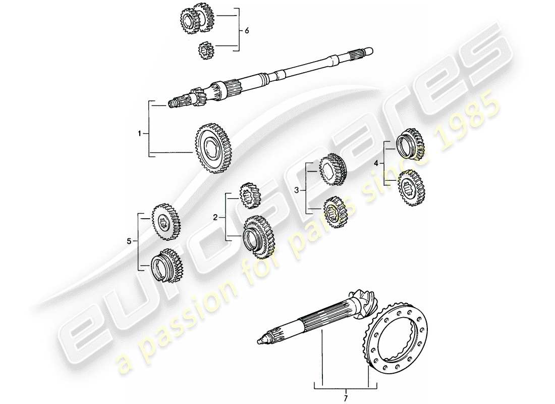 porsche 911 (1989) gear wheel sets - 5-speed part diagram