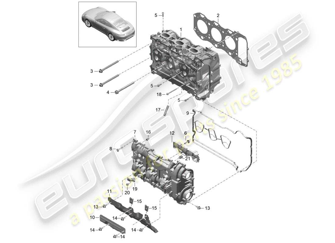 porsche 991 gen. 2 (2020) cylinder head parts diagram