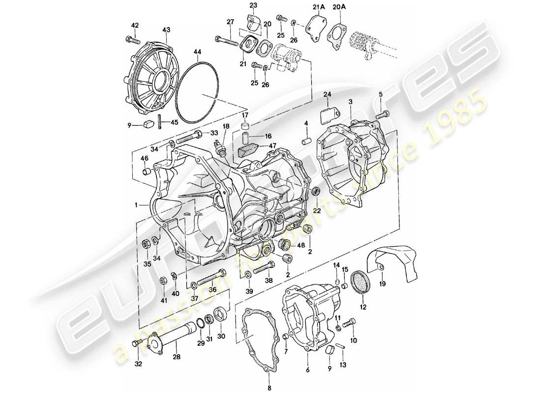 porsche 1981 (924) replacement transmission - transmission case - manual gearbox - vq vr uv md - me mf mb mx - 4q 5q 6q - d - mj 1981>> part diagram