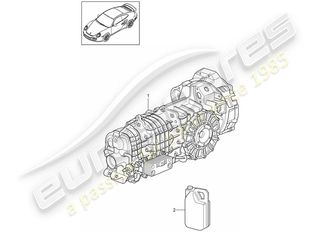 porsche 911 t/gt2rs (2012) replacement transmission part diagram