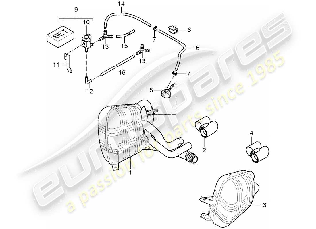 porsche 2007 (997-1) exhaust system part diagram