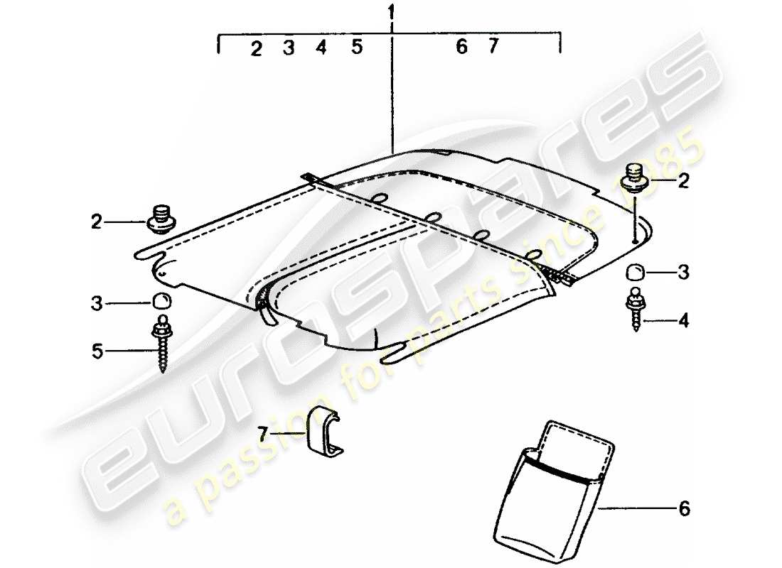 porsche 2003 (tequipment) tonneau cover part diagram