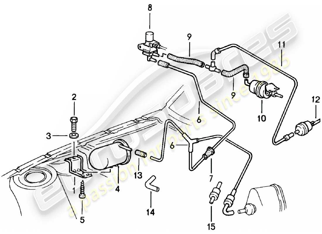 porsche 1980 (924) vacuum line - f 92-cn402 198>> - f 93-cn100 306>> part diagram